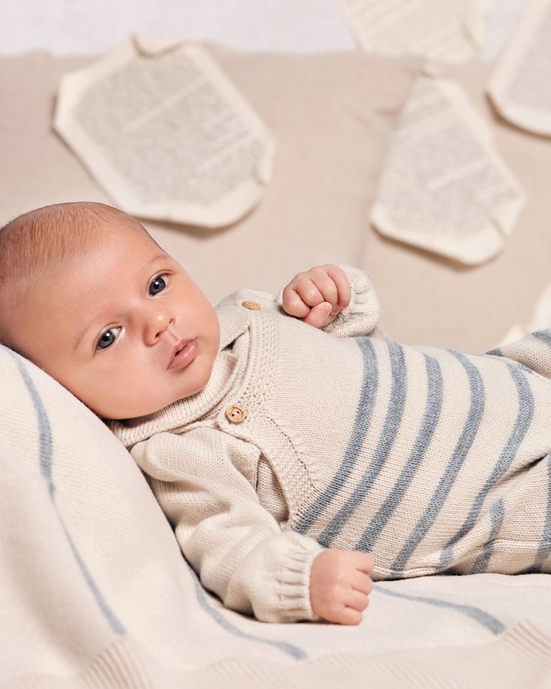 Peto Punto Rayado Crema y Gris - Colección Sonata de Juliana