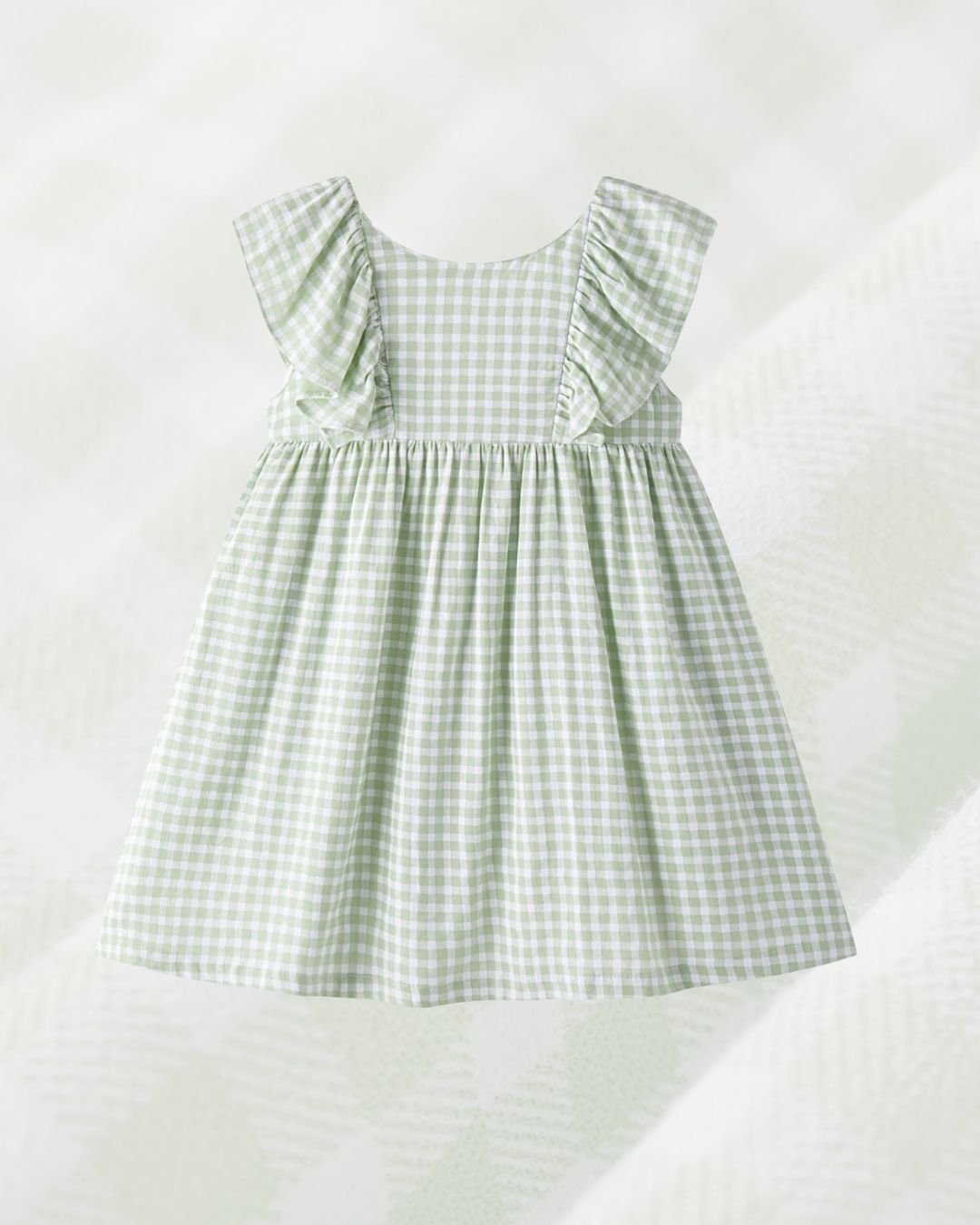 Vestido Niña Volante Vichy Verde
