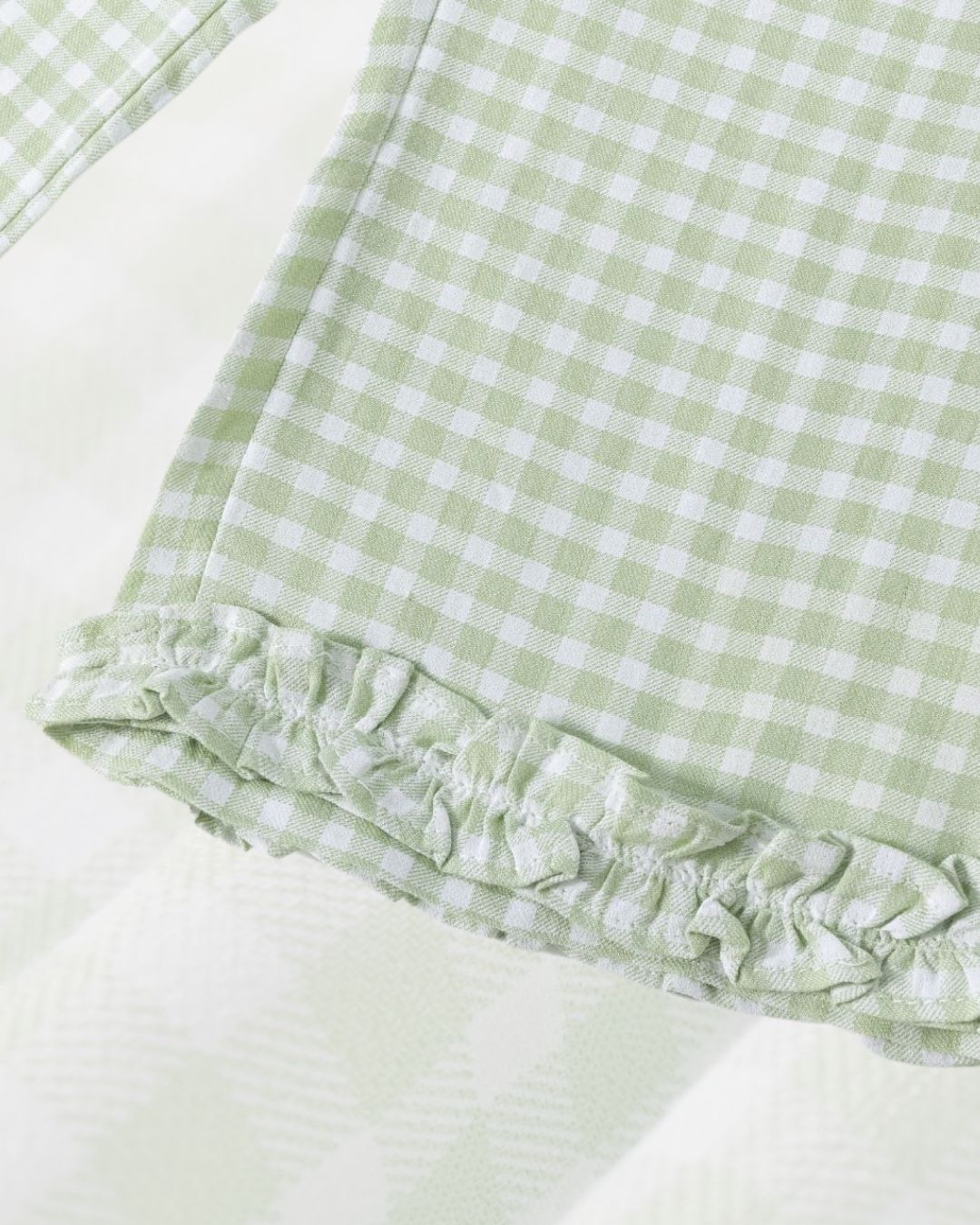 Conjunto Niña Blusa y Pantalón Largo Vichy Verde