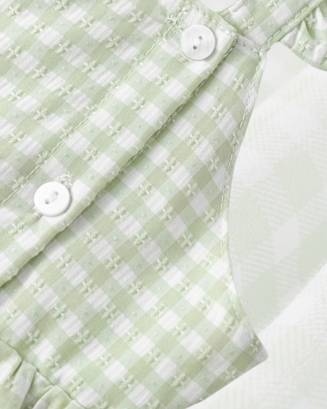 Vestido Niña Espalda Cruzada Vichy Verde