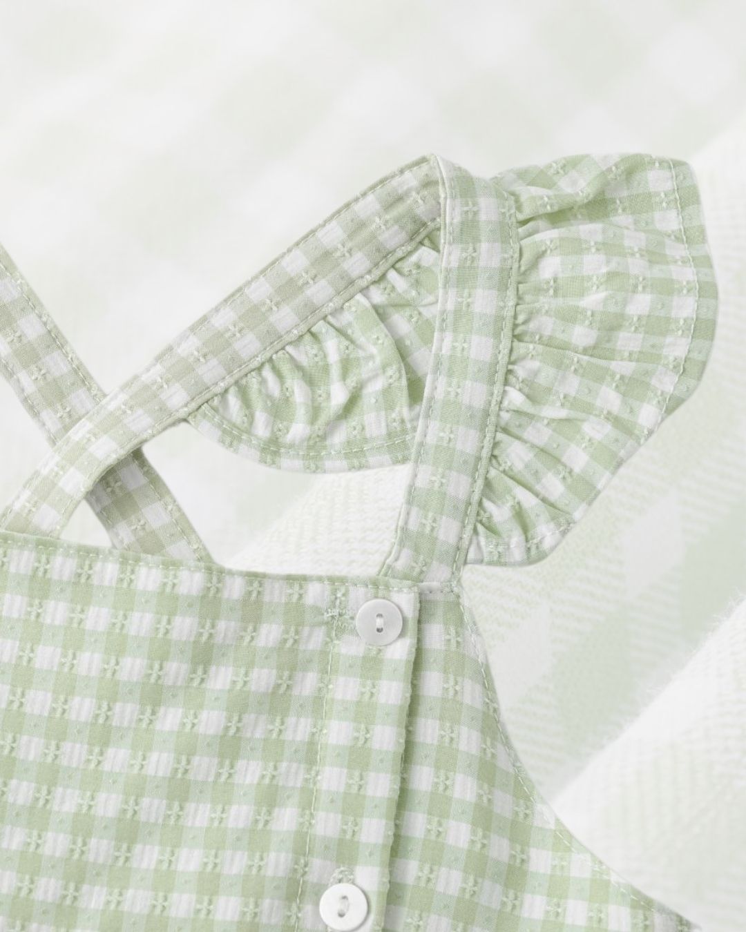 Vestido Niña Espalda Cruzada Vichy Verde