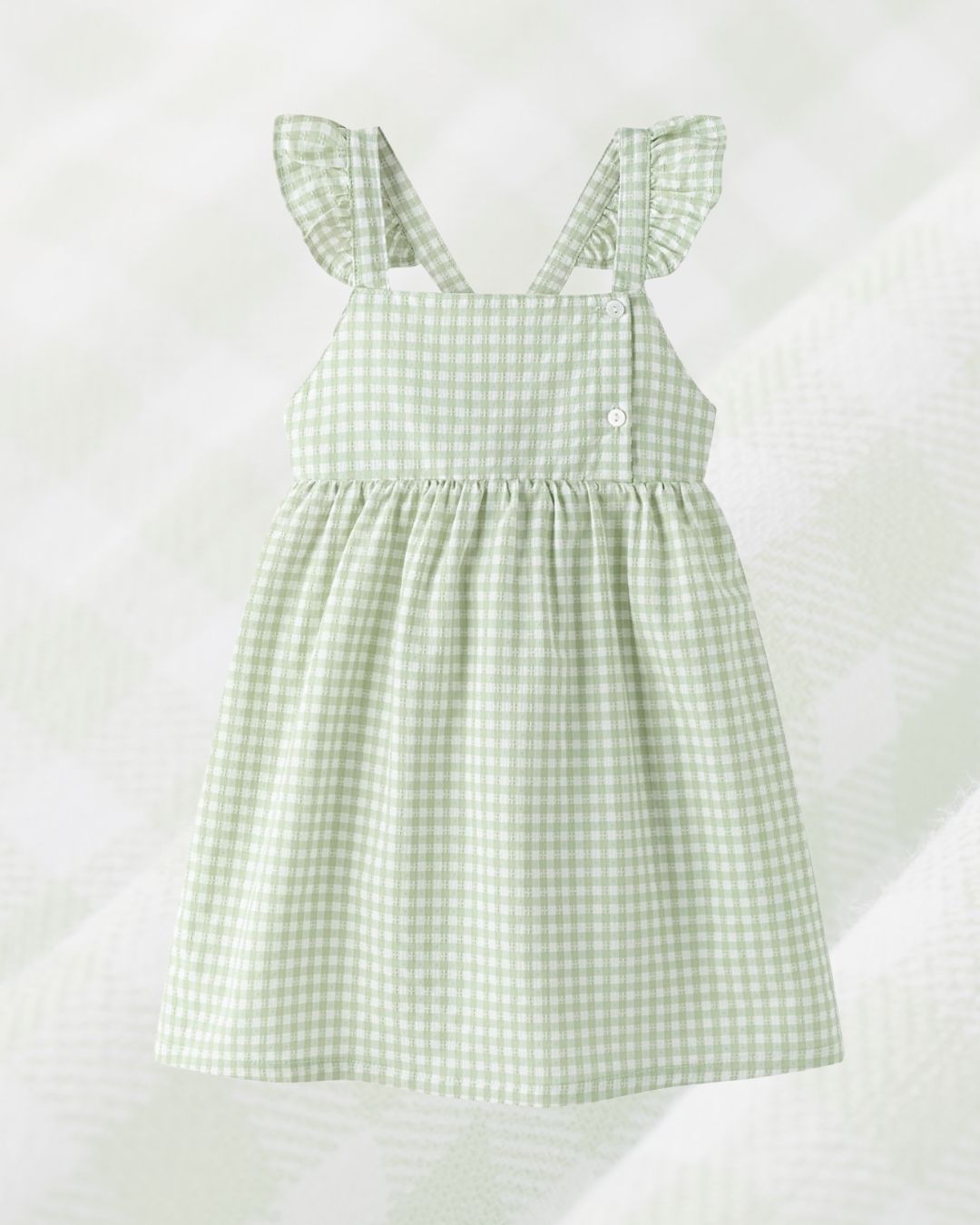 Vestido Niña Espalda Cruzada Vichy Verde