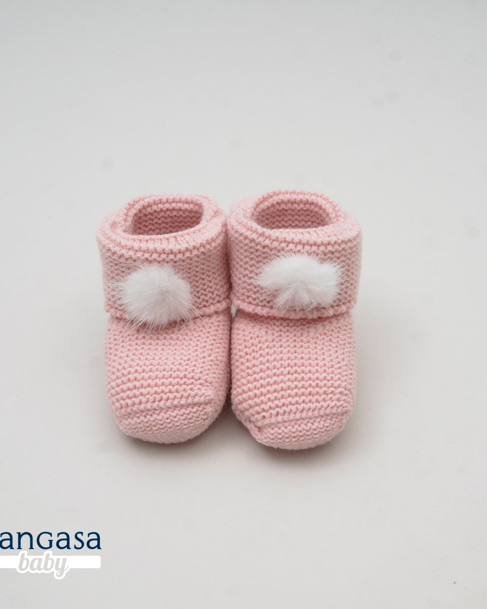 Botita Pompón Bebé Rosa Empolvado - Pangasa Baby