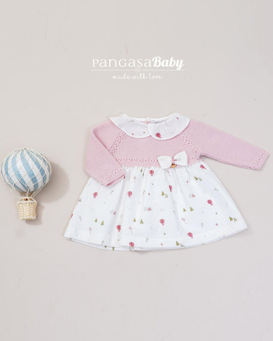 Vestido bebé niña con Braguita Globos Capoadocia Rosa Empolvado  - Pangasa Baby