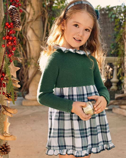 Vestido Cuadros Verde Musgo - Colección Sinfonia de Juliana