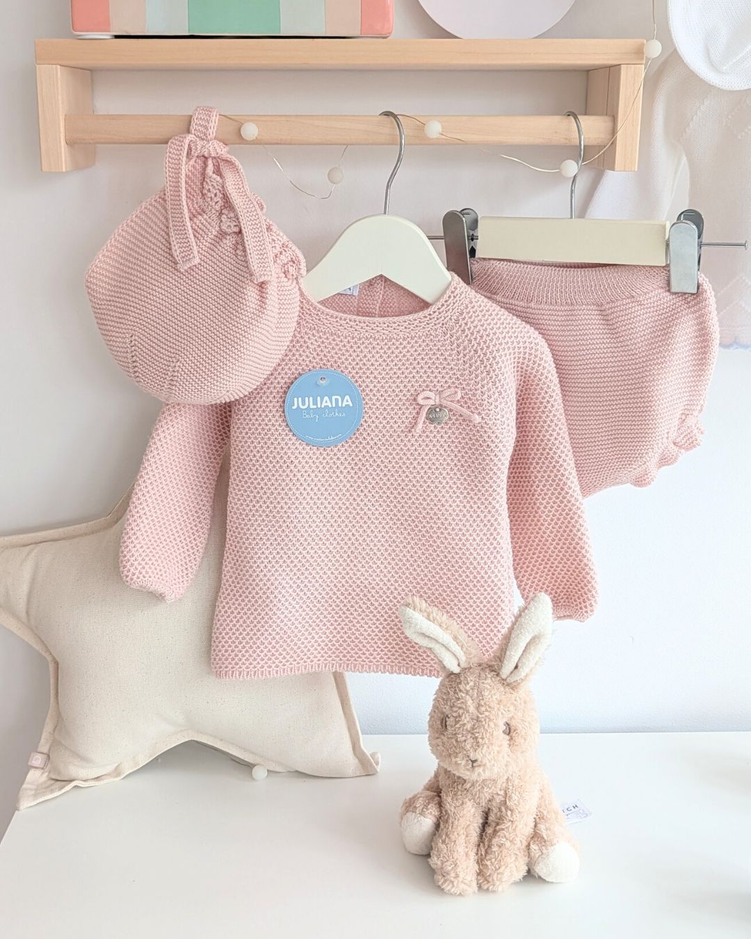 Conjunto Braga Punto Recogidas Rosa Palo - Colección Piano de Juliana