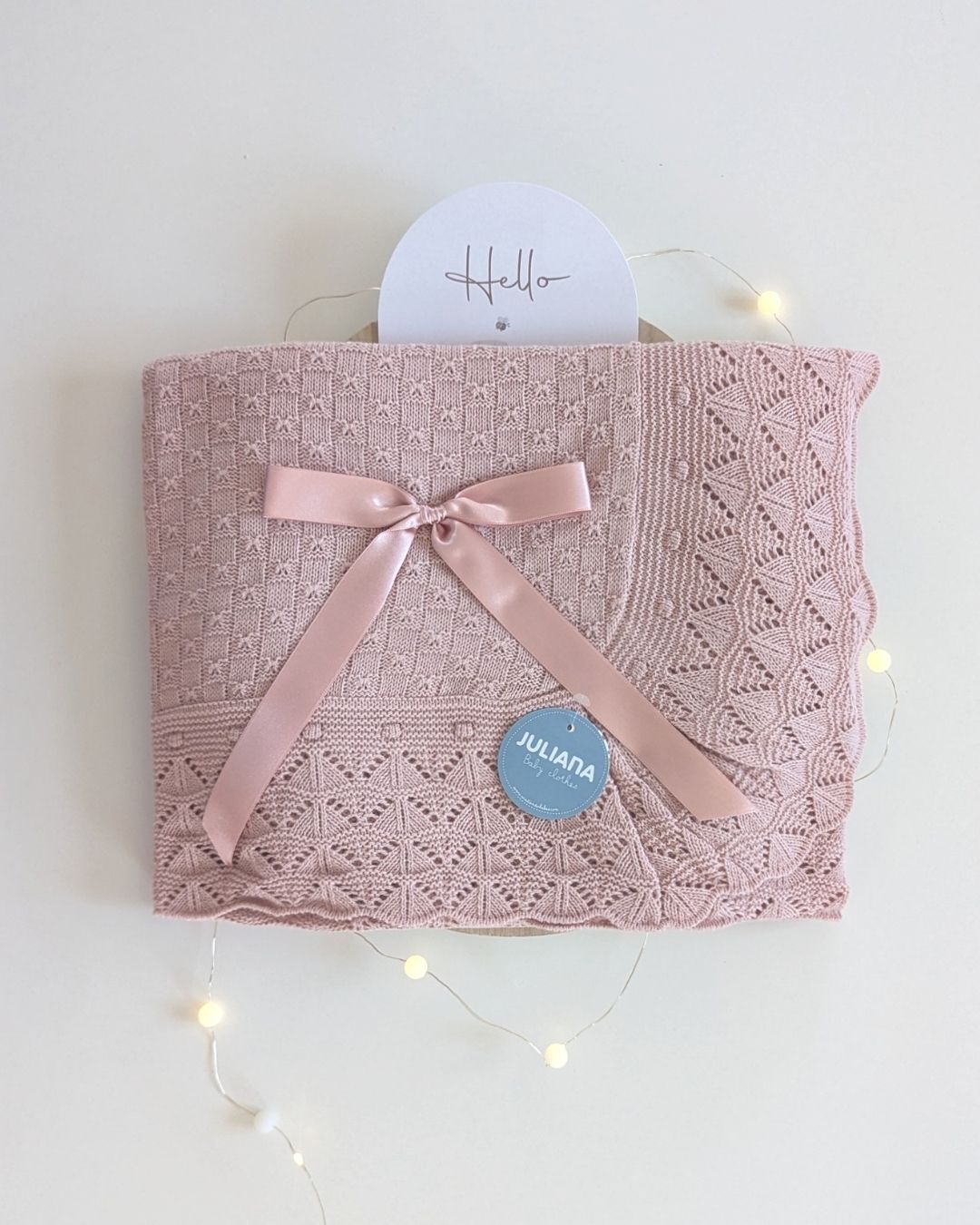 Chal Bebe Cuadritos Recogidas Rosa Empolvado - Juliana