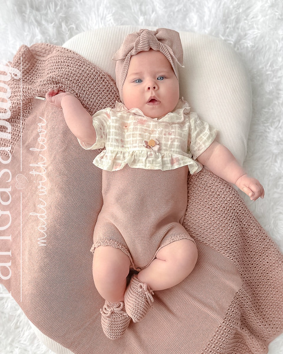 Pelele Punto Tela Rosa Vintage - Pangasa Baby