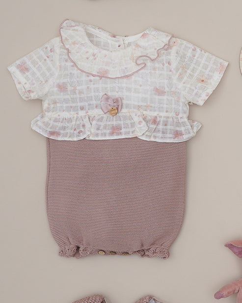 Pelele Punto Tela Rosa Vintage - Pangasa Baby