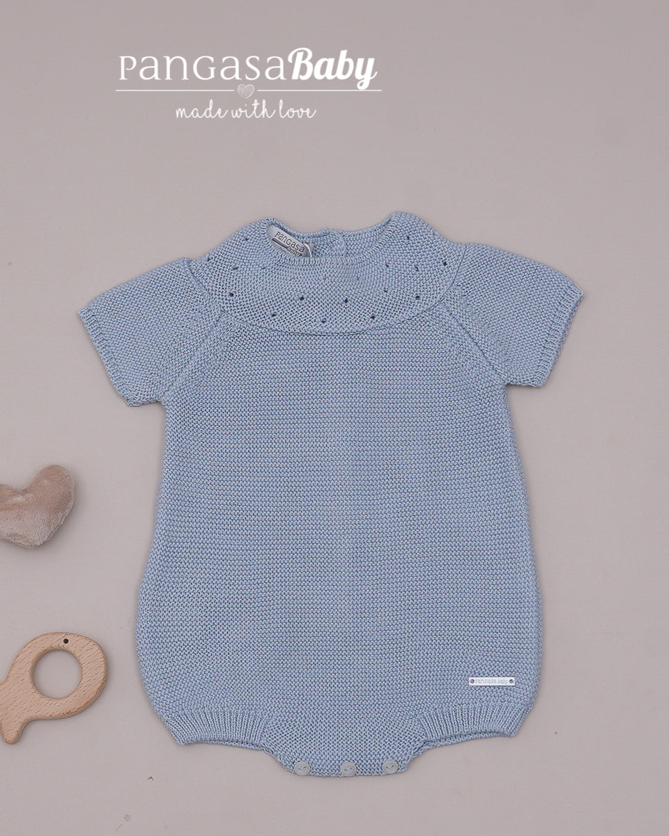 Pelele Corto Moceta Celeste Empolvado - Pangasa Baby