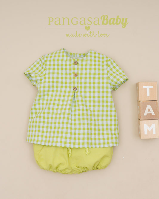 * Traje 2P Cuadros Pistacho - Pangasa Baby