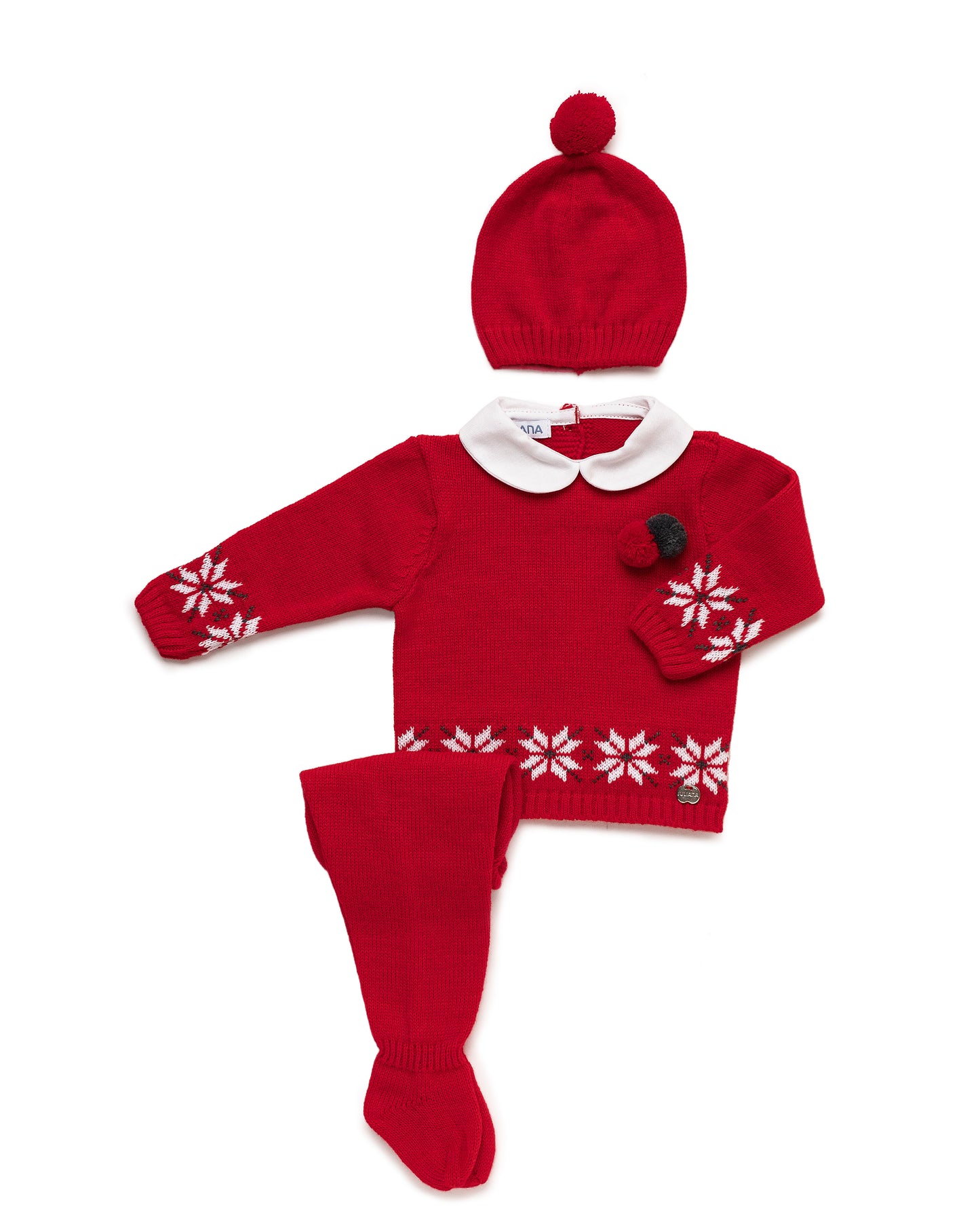 Conjunto Bebé Polaina Cenefa Estrellas Rojo 25545 - Colección Melodía de Juliana