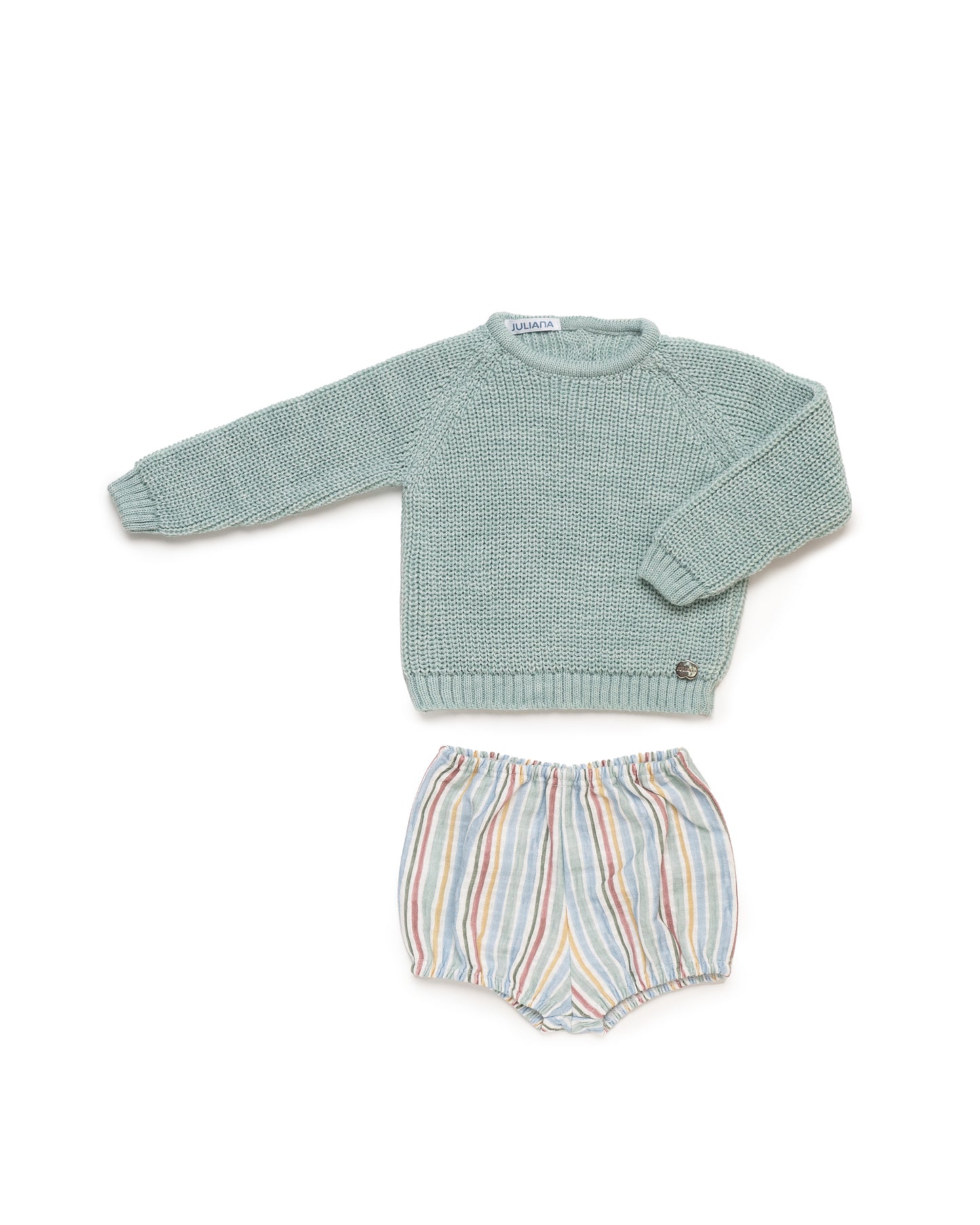 Conjunto Pantalon Rayado Verde Menta - Colección Acuarela de Juliana