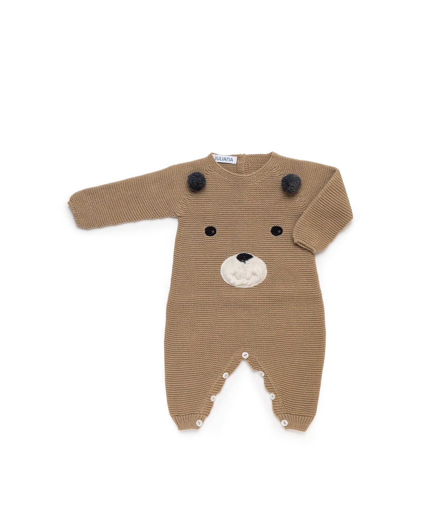 Pelele Bebé Largo Cara Osito Tostado 25630 - Colección Cuento de Juliana