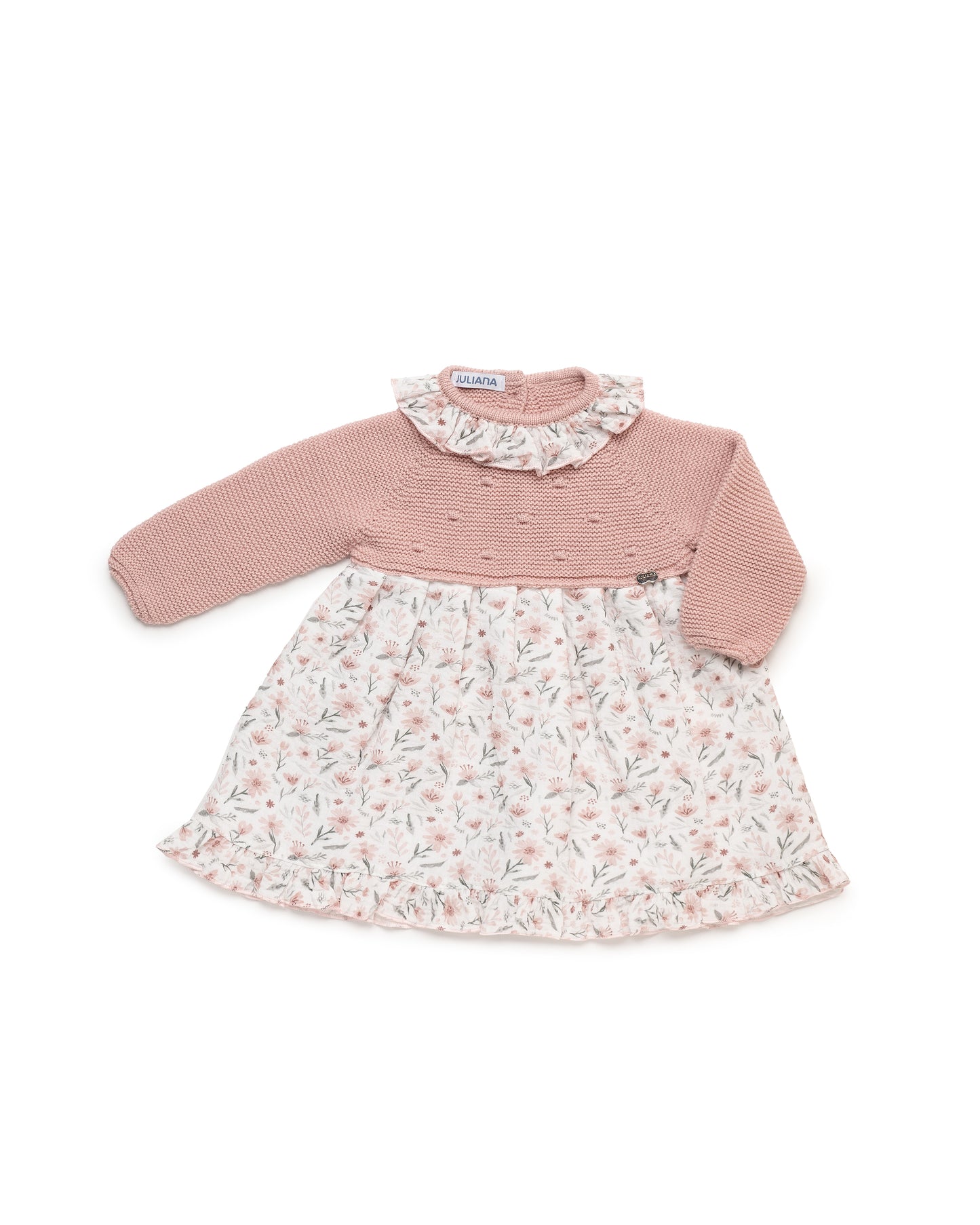 Vestido Bodoques Flores Rosa Empolvado - Colección Arte de Juliana