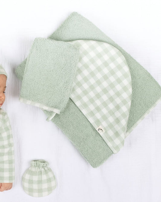 Capa Baño con Manopla Vichy Mint - Calamaro