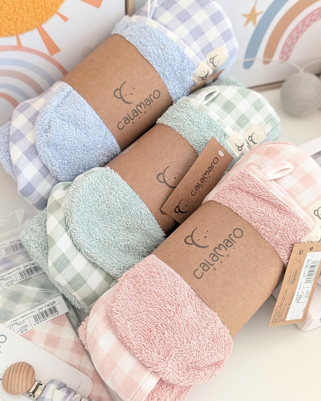 Capa Baño con Manopla Vichy Rosa - Calamaro