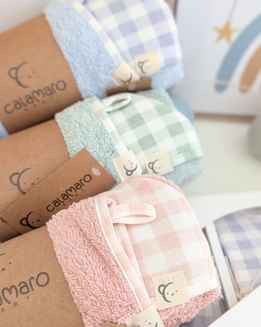 Capa Baño con Manopla Vichy Rosa - Calamaro