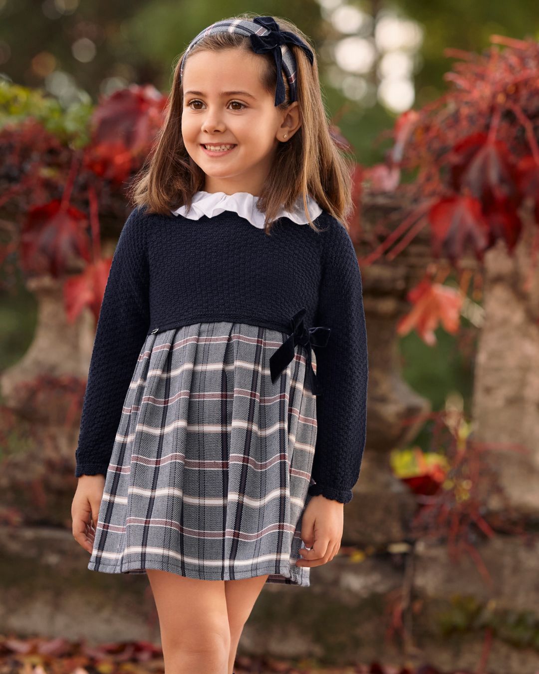 Vestido Cuadritos Marino - Colección Armonia de Juliana