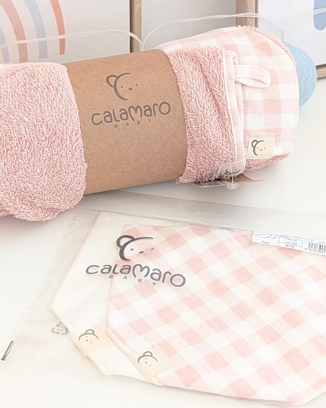 Capa Baño con Manopla Vichy Rosa - Calamaro