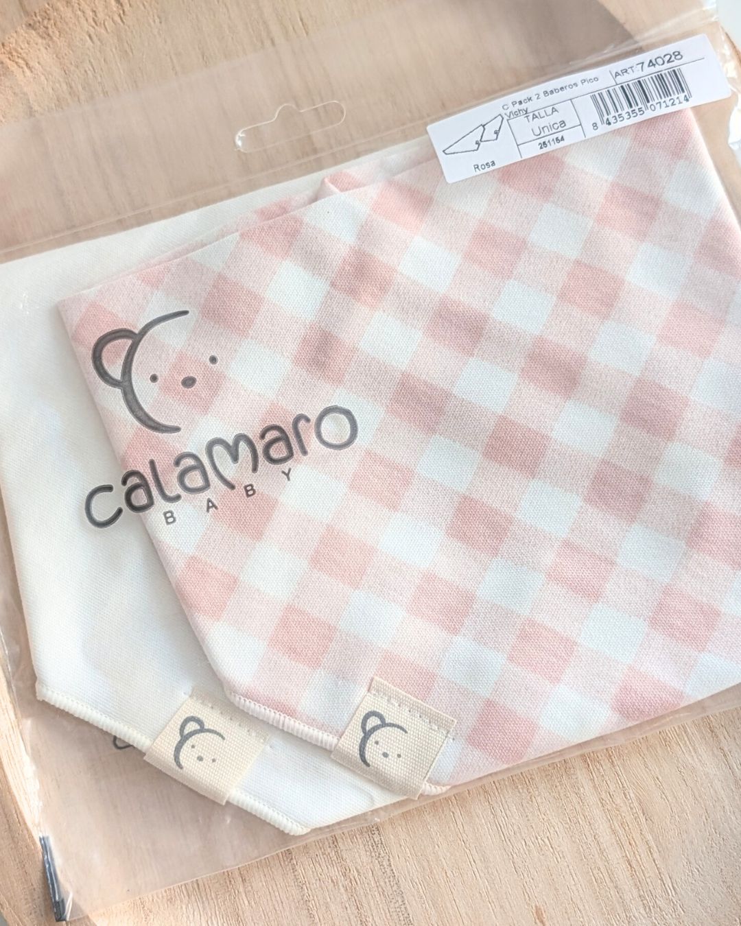 Pack 2 Baberos Pico Vichy Rosa - Calamaro