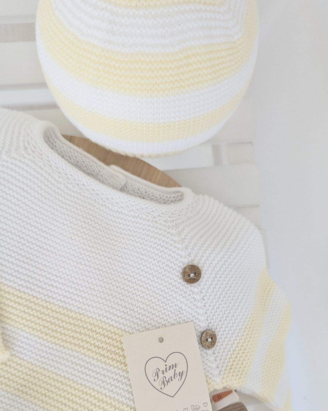 Conjunto Polaina Rayas Botones Amarillo 1103 - Primbaby