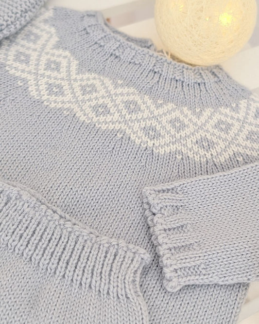 Conjunto Punto Con Gorro Celeste Cielo - Micolino