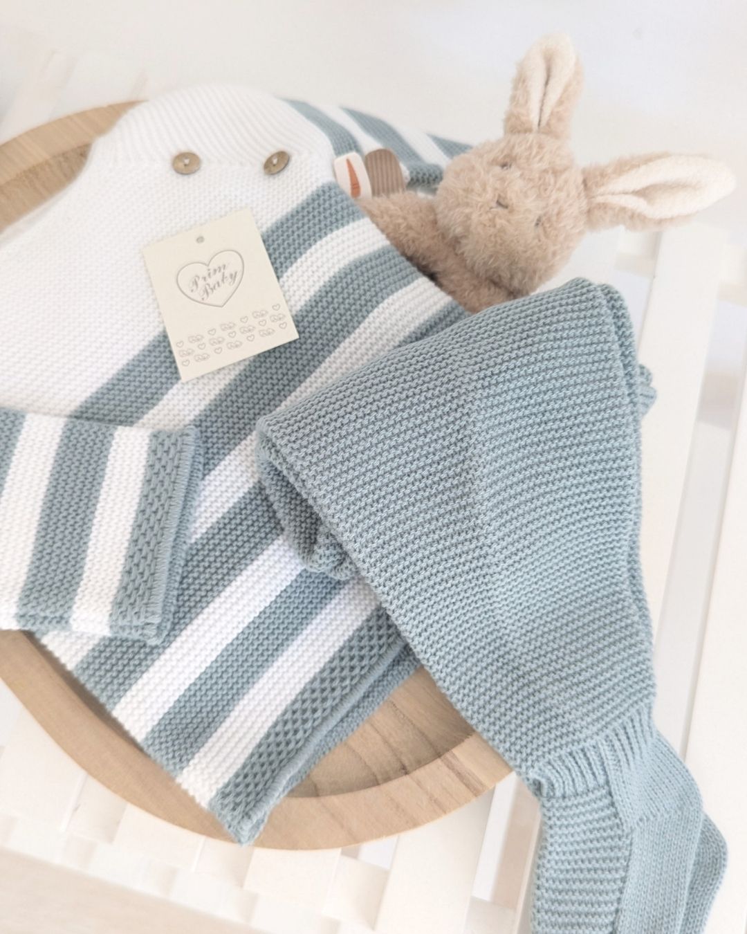 Conjunto Polaina Rayas Botones Verde Musgo 1103 - Primbaby