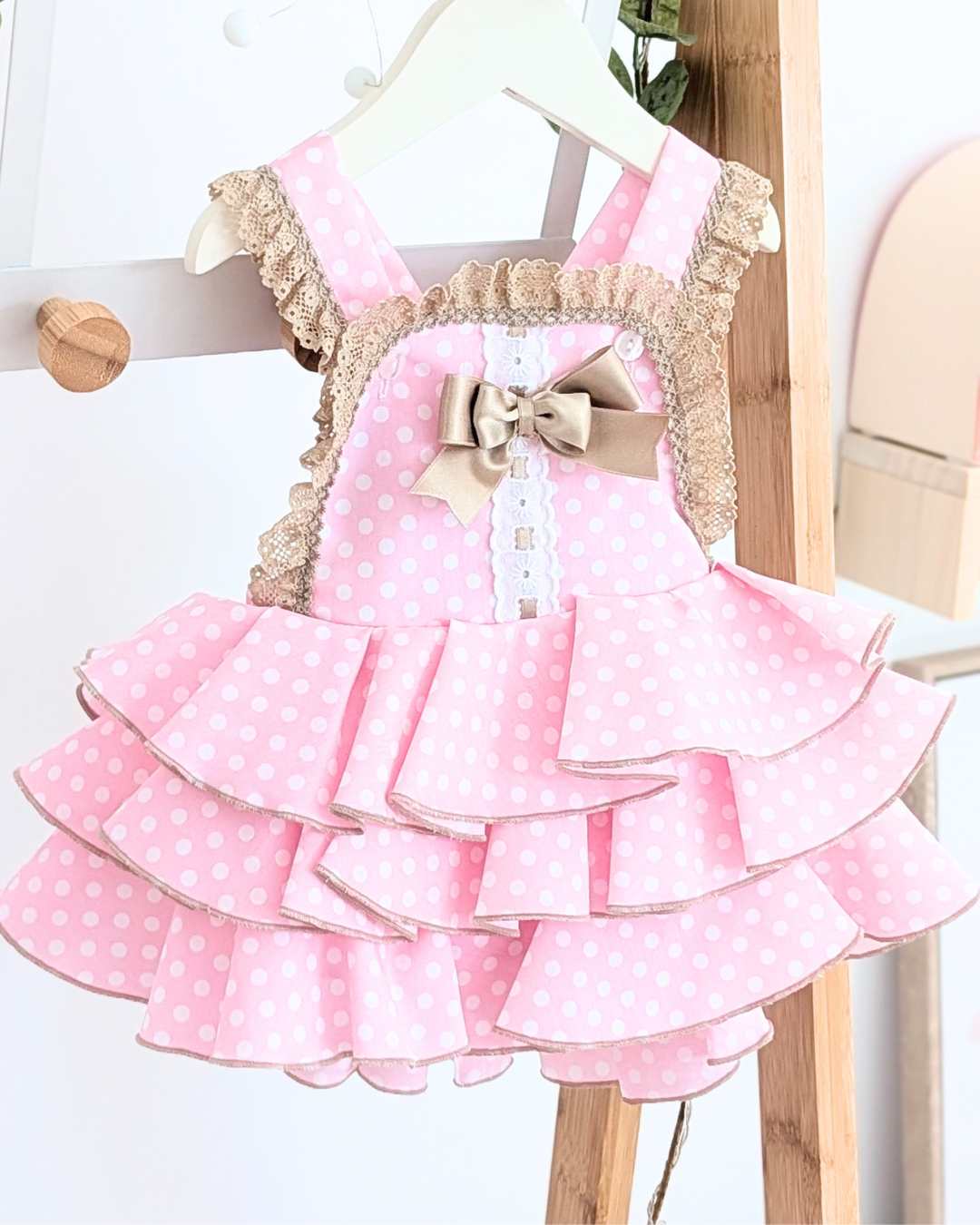 Ranita Flamenca Niña Volantes Rosa