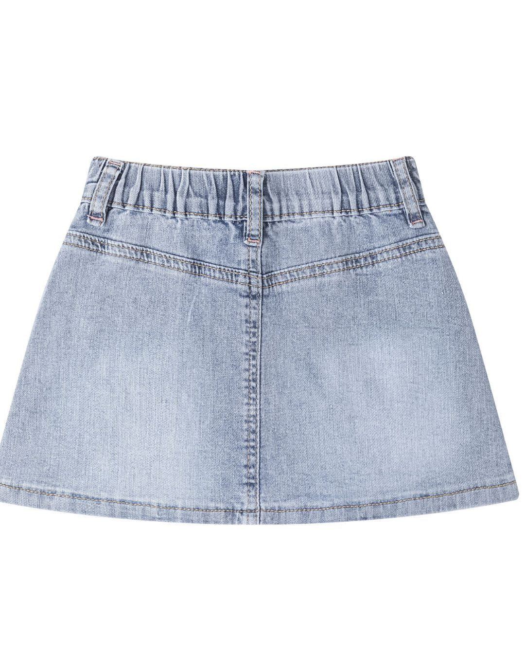 Falda Denim Flores Bordadas