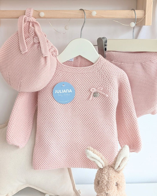 Conjunto Braga Punto Recogidas Rosa Palo - Colección Piano de Juliana