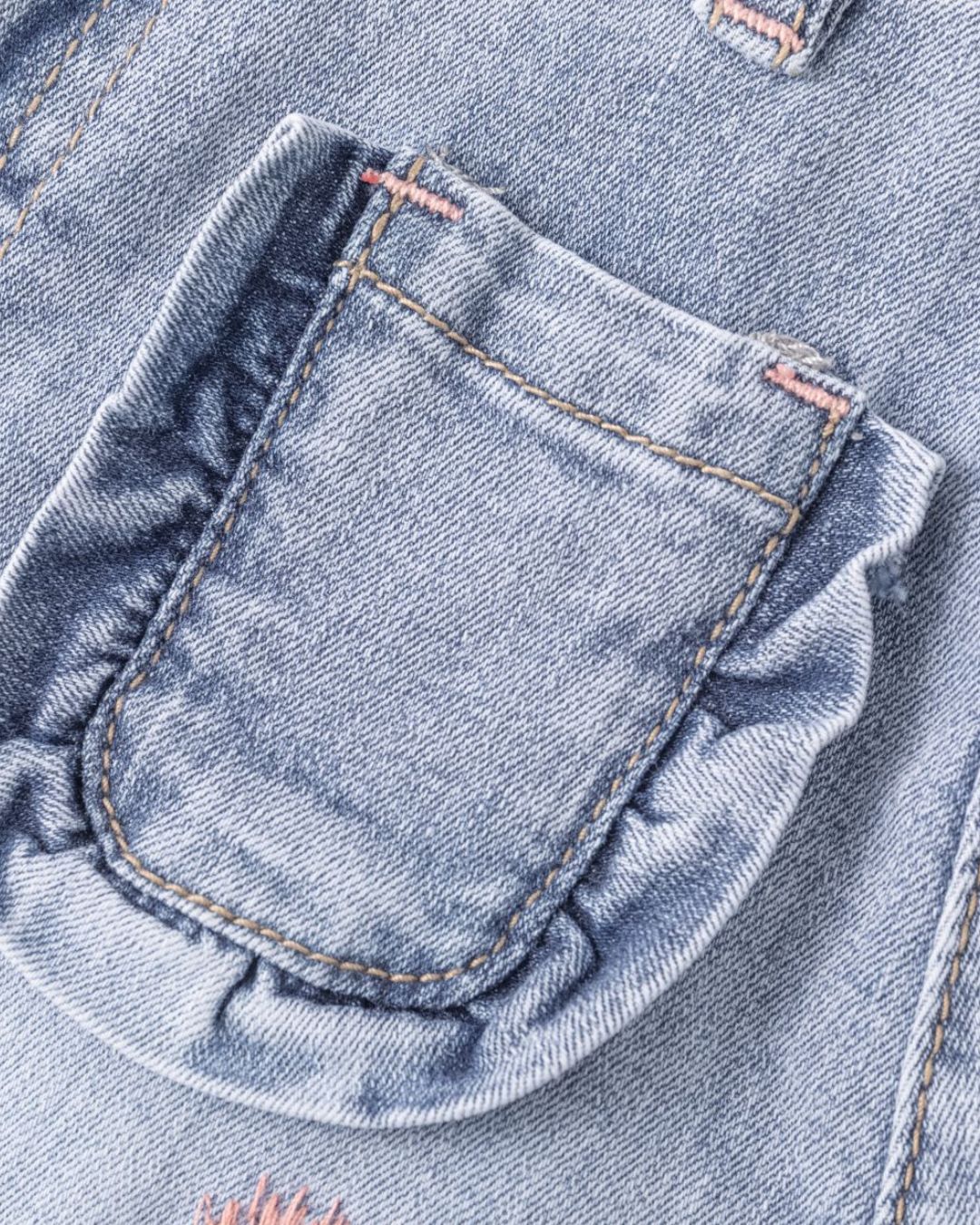 Falda Denim Flores Bordadas