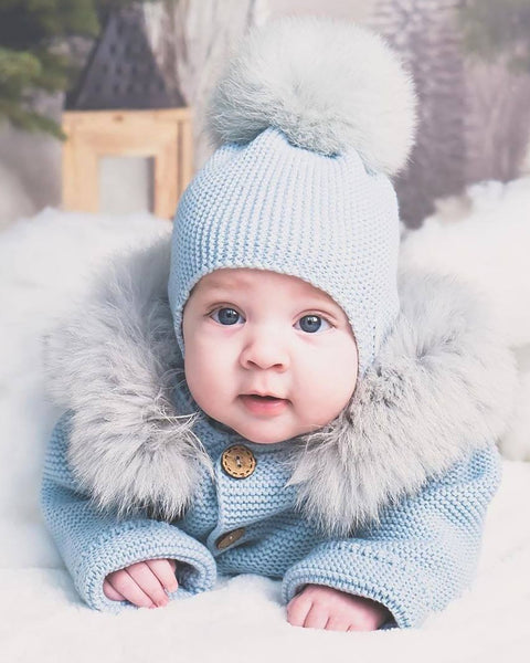 Pompón Gorros Bebe Pangasa Pompon Pelo Natural Pangasa