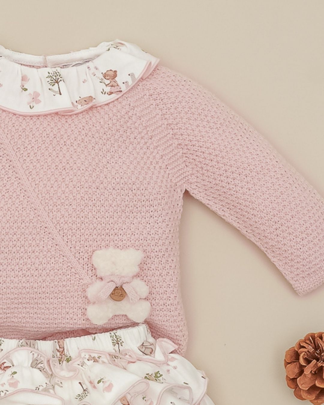 Conjunto Braguita Teddy Rosa Empolvado 🧸 Ositos Tiny Bear - Pangasa Baby