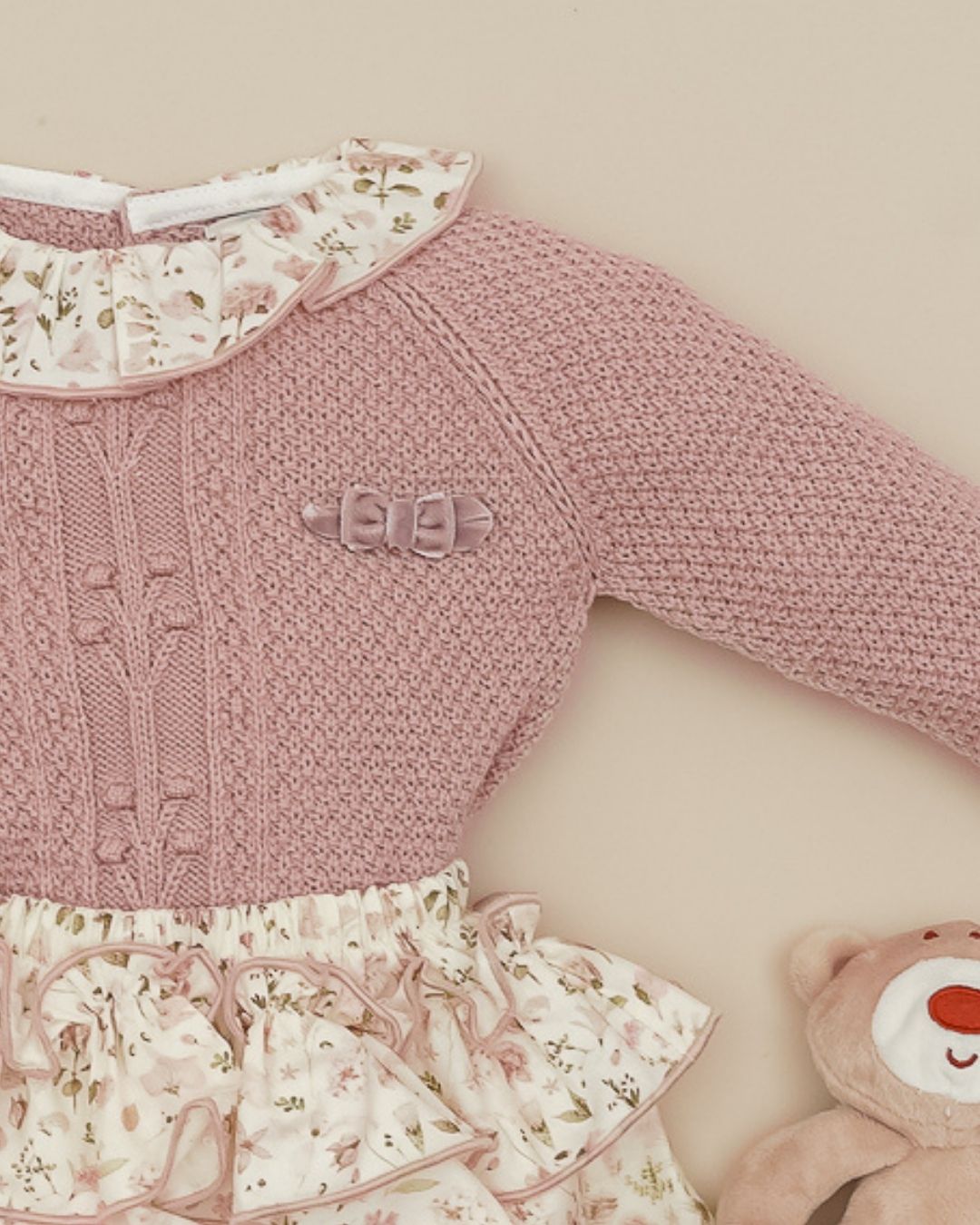 Conjunto Braguita Rosa Vintage Flores🌸 Velvet Pink - Pangasa Baby