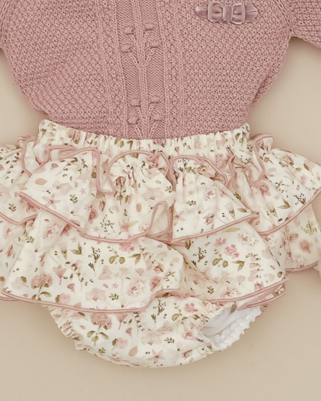 Conjunto Braguita Rosa Vintage Flores🌸 Velvet Pink - Pangasa Baby