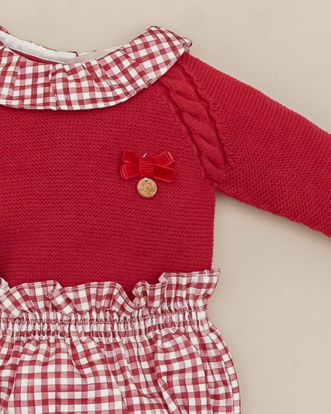 Conjunto Braguita Cuadros Granate Cereza 💖 Rouge Couture - Pangasa Baby