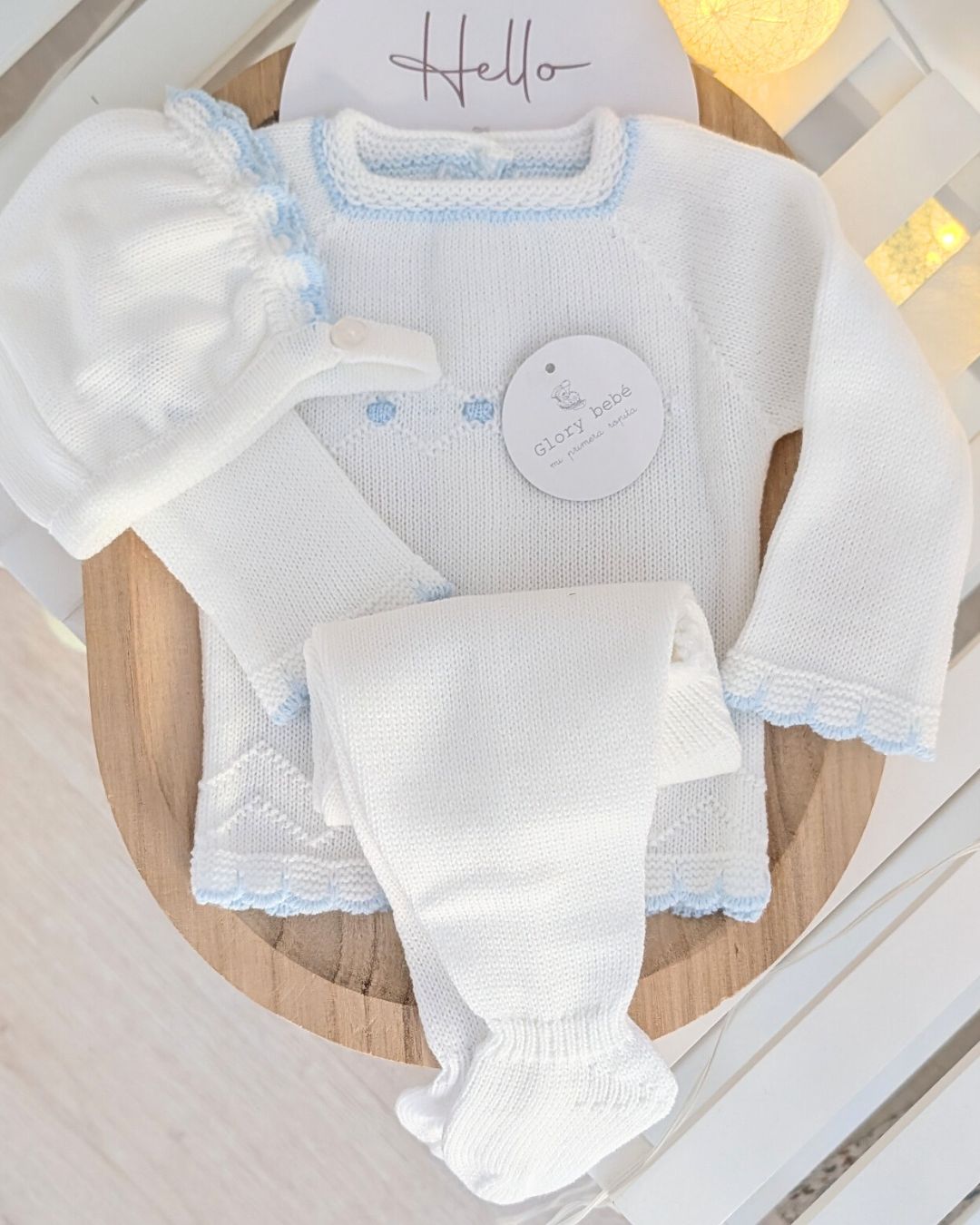 Conjunto Polaina Bodoques Celeste y Blanco 27157