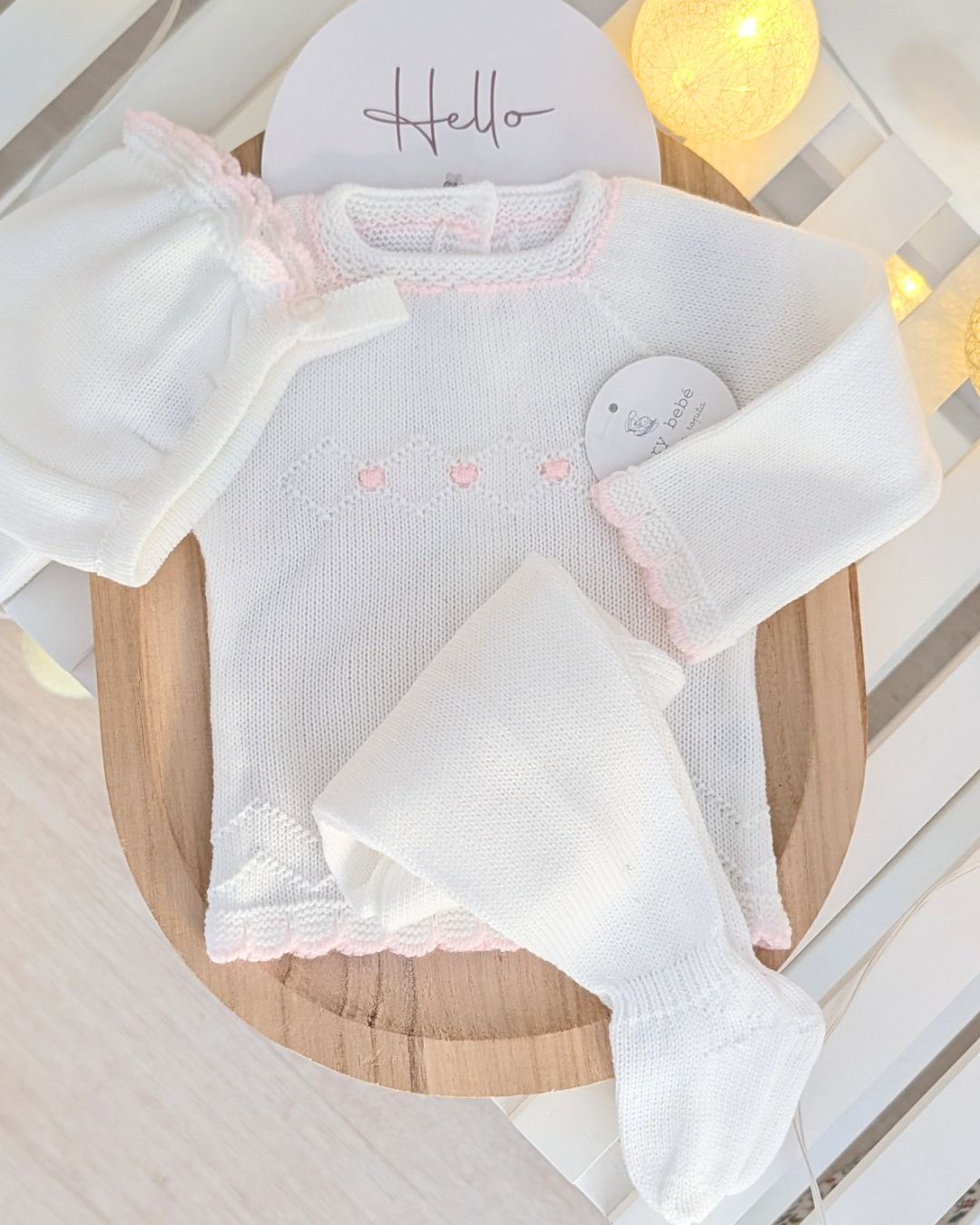 Conjunto Polaina Bodoques Rosa y Blanco 27157