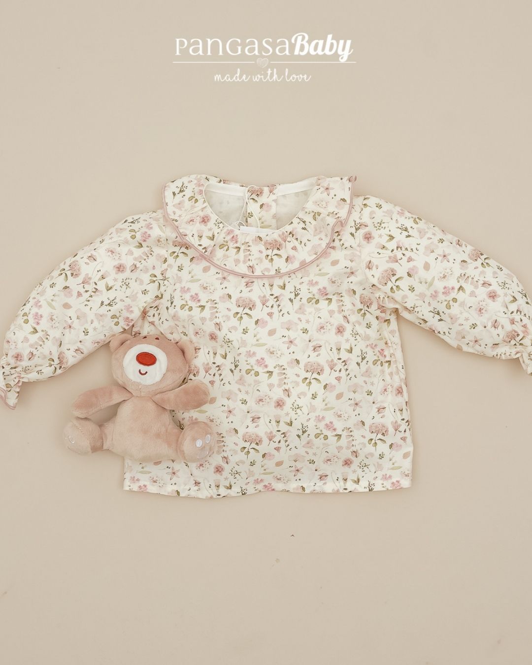 Blusa Rosa Vintage Flores 🌸 Velvet Pink - Pangasa Baby