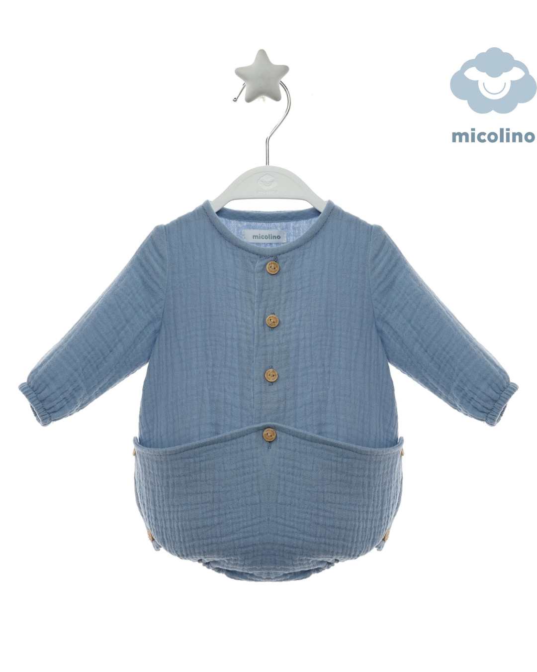 Body Abierto Bambula Celeste Empolvado Art.4813 - Micolino