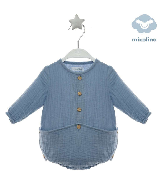 Body Abierto Bambula Celeste Empolvado Art.4813 - Micolino