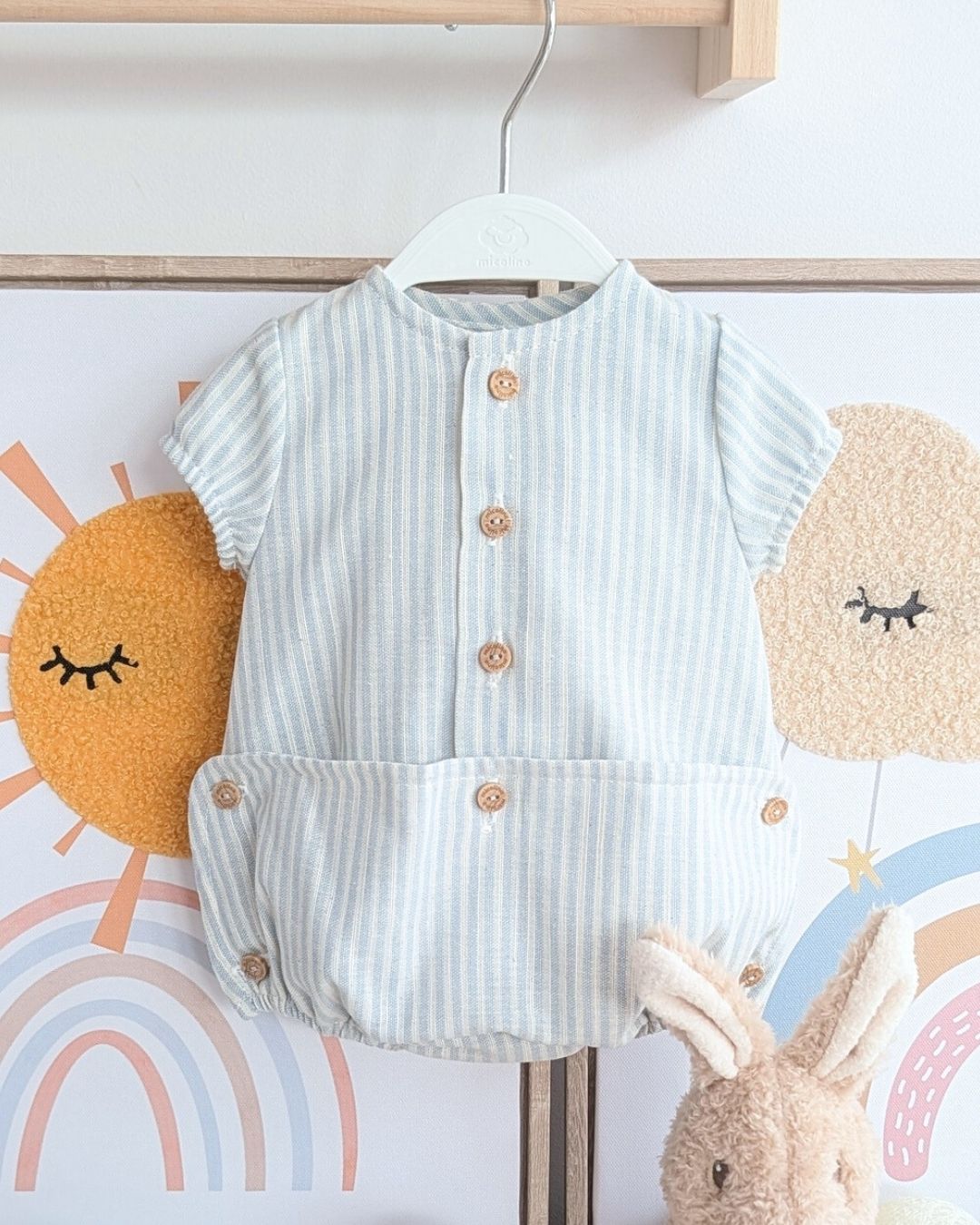 Body Abierto Entero Familia RAYAS Celeste ART.4633 - Micolino