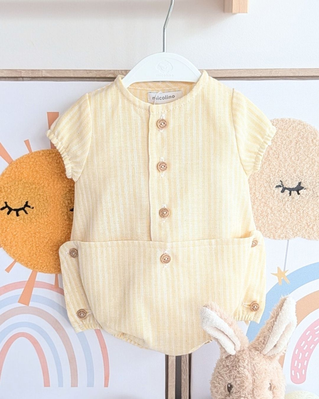 Body Abierto Entero Familia RAYAS Vainilla ART.4633 - Micolino