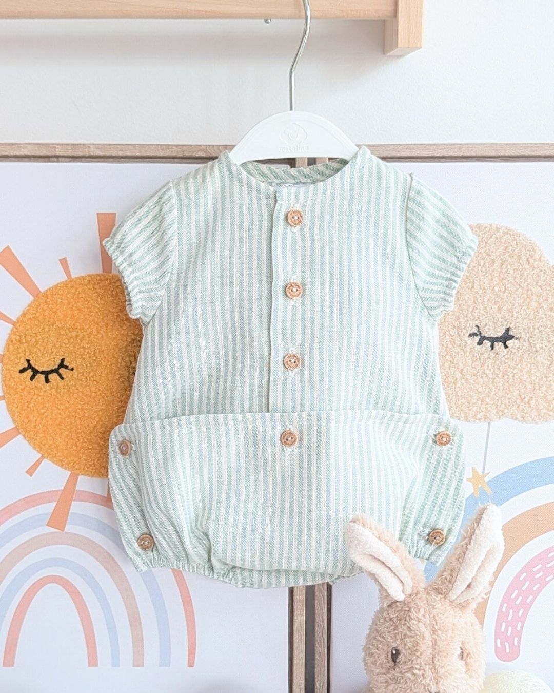 Body Abierto Entero Familia RAYAS Verde ART.4633 - Micolino