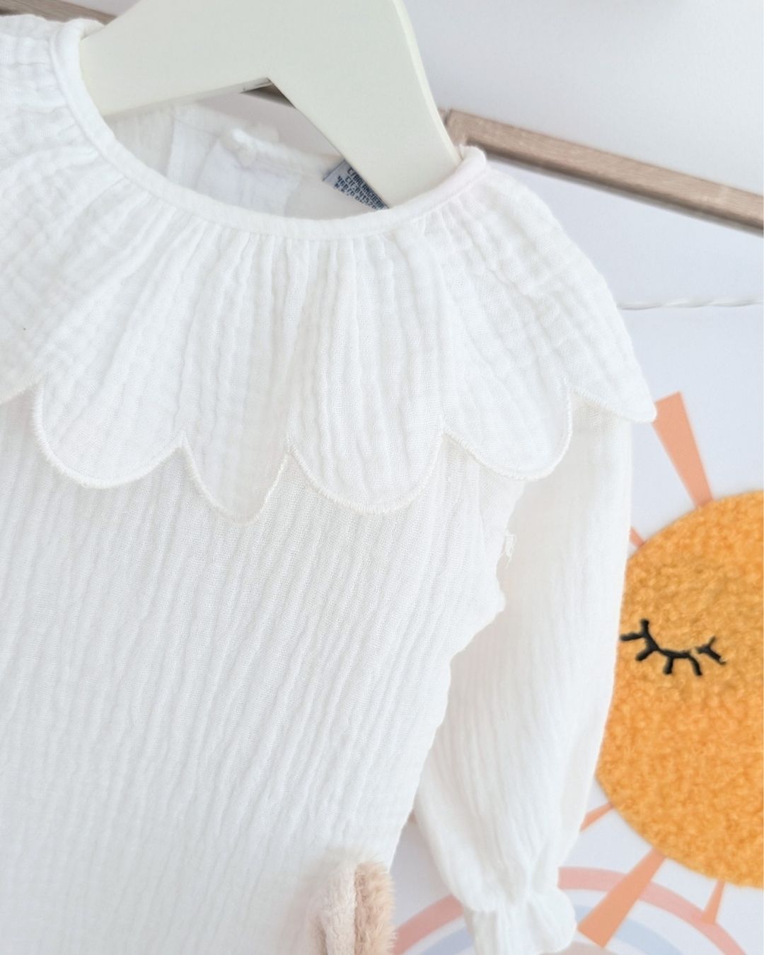 Body Bambula Bordado Manga Larga Blanco - Babidu
