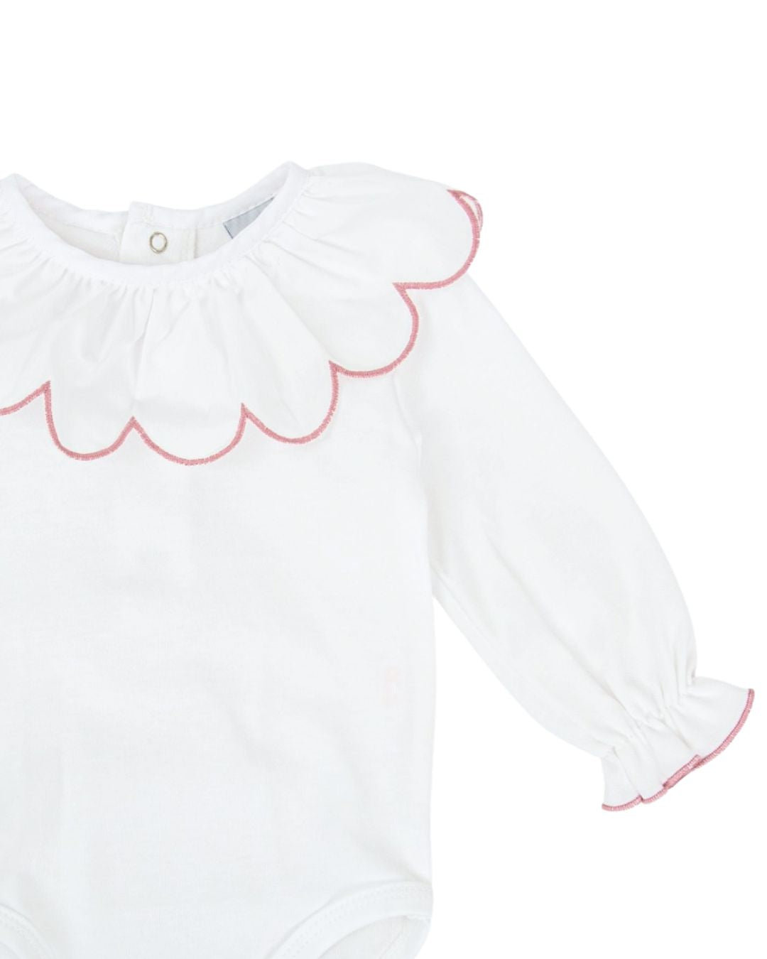 Body Bambula Bordado Manga Larga Rosa Empolvado - Babidu