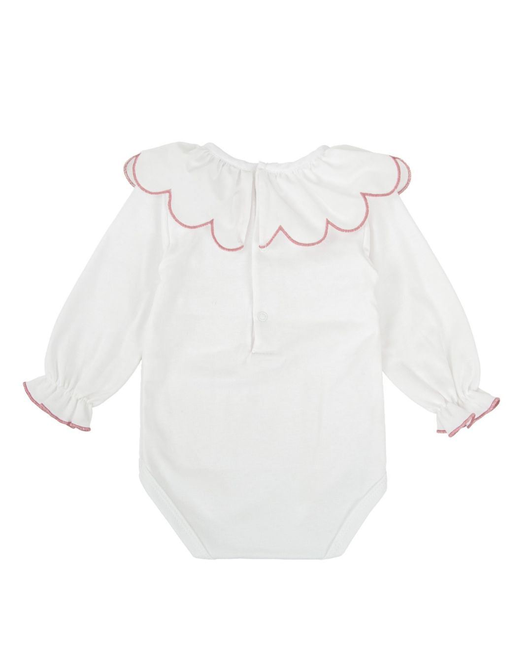 Body Bambula Bordado Manga Larga Rosa Empolvado - Babidu