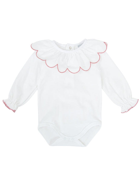 Body Bambula Bordado Manga Larga Rosa Empolvado - Babidu