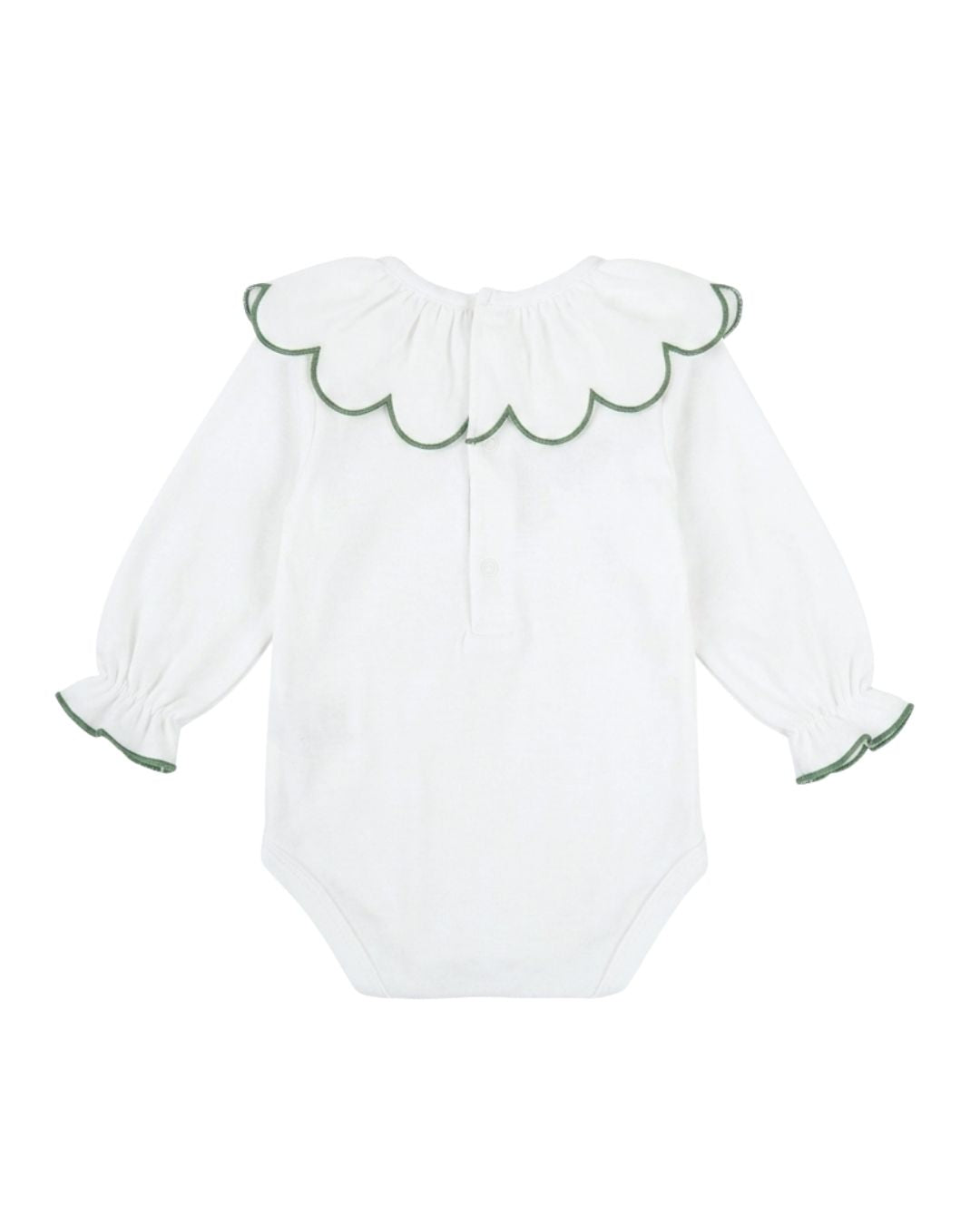 Body Bambula Bordado Manga Larga Verde Empolvado - Babidu